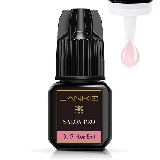 LANKIZ Eyelash Extension Glue Pink Color Lash Extension Glue 0.5-1s 5-6 Weeks Retention Lash Glue for Eyelash Extensions Semi Permanent Eyelash Glue Adhesive 5ML