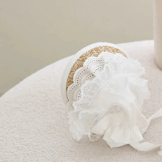 Adjustable Lace Straw Pet Sun Hat