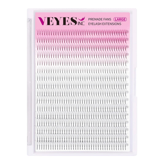 VEYES INC Premade Fans Eyelash Extensions 3D-14D C/D curl 9-16mm Natural & Volume Mixed Length Eyelash Tray Professional Lash Supplies Matte Black(3D 0.07 C-curl 9-16mm)